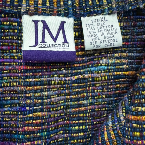 JM Collection XL Silk Blend Metallic Colorful Blazer Jacket Women’s Unique - Picture 4 of 11